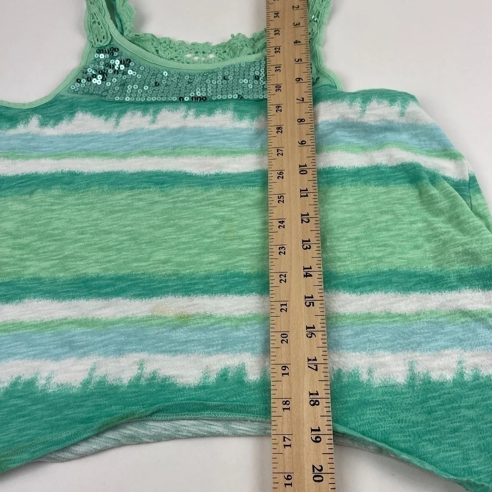Justice Tank Top Girls 20 Green Striped Sleeveless